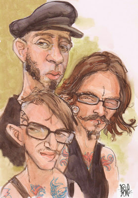 Rock trio Viva le Vox. (Illustration by Pat Crowley)