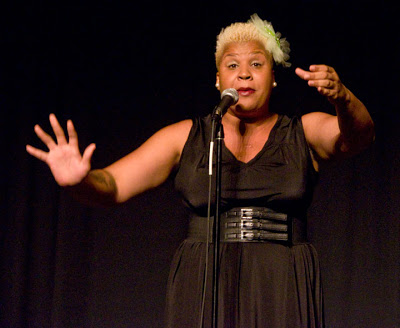 Falu, of the NYC-Nuyorican Poetry Slam team. (Photo by Katie Deits)
