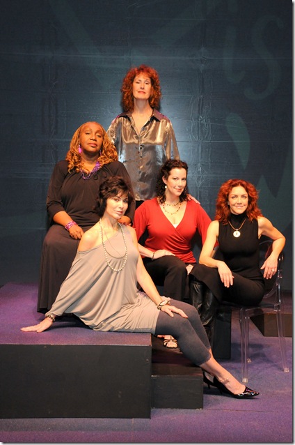 The cast of Love Is Love: Avery Sommers (far left), Shelly Burch (seated, in front), Patti Eyler (standing, rear), Laura Hodos and Andrea McArdle. (Photo by Alicia Donelan)e is Love,