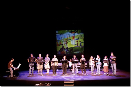 The cast of Sunday in the Park With George, in rehearsal.