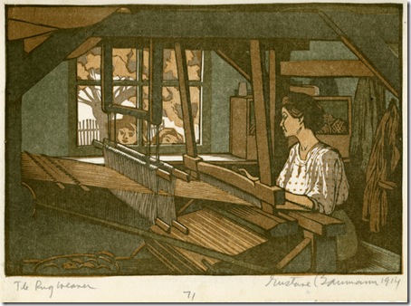 The Rug Weaver (1914), woodblock print by Gustave Baumann. 