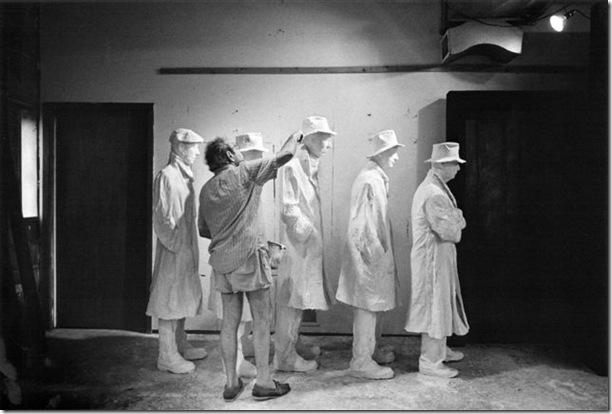 George Segal working on Depression Bread Line, photo by Donald Lokuta.