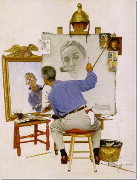 Triple Self-Portrait (1960), by Norman Rockwell.