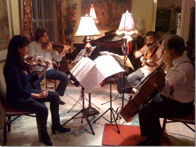 The Delrat String Quartet rehearses last Sunday. (Photo by Greg Stepanich)