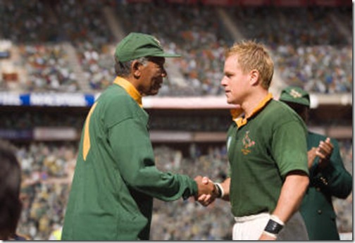 Morgan Freeman and Matt Damon in Invictus.