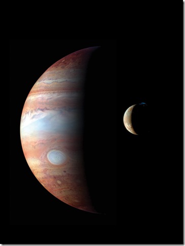Jupiter and its moon, Io. (Photo by NASA/Jet Propulsion Laboratory)