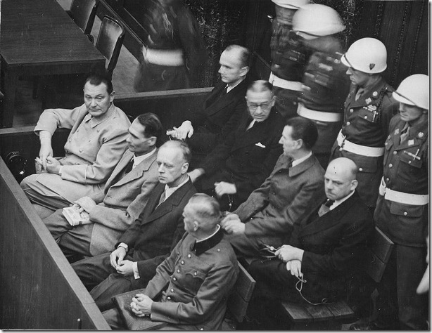 The German high command on trial at Nuremberg.