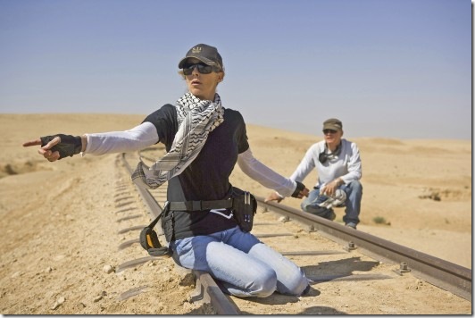 Kathryn Bigelow on the set of The Hurt Locker.