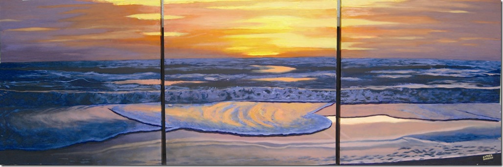 Sunset is a 30 inch by 90 inch oil on canvas by Esther Gordon.