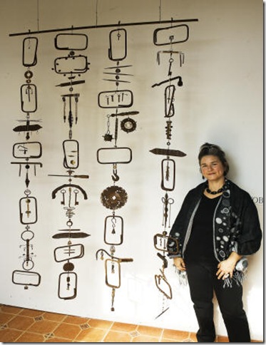 Elayna Toby Singer with her kinetic hanging sculpture.
