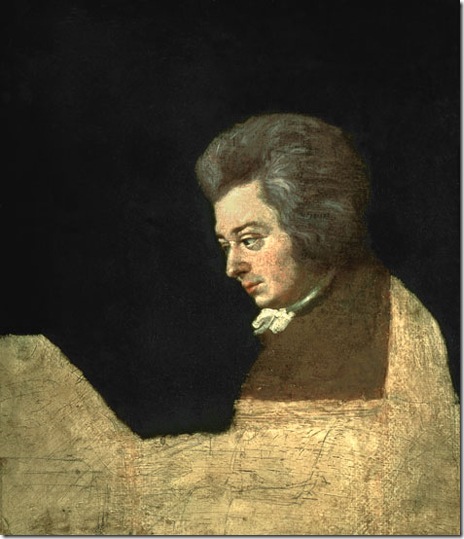 Joseph Lange's unfinished portrait of his brother-in-law, Wolfgang Amadeus Mozart.