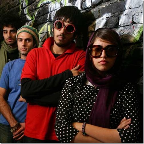 Pouya Hosseini, Arash Farazmand, Ashkan Koshanejad and Negar Shaghaghi in No One Knows About Persian Cats.