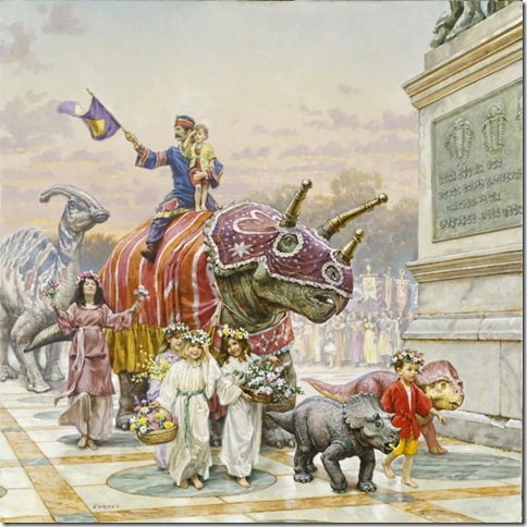 Birthday Pageant (1995); illustration for Dinotopia: The World Beneath, by James Gurney.