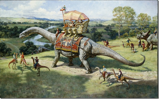The Excursion (1995); illustration for Dinotopia: Journey to Chandara, by James Gurney.