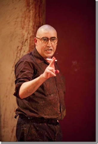 Alfred Molina as painter Mark Rothko in Red, which Hap thinks will take this year’s Tony for Best Play on Sunday night.