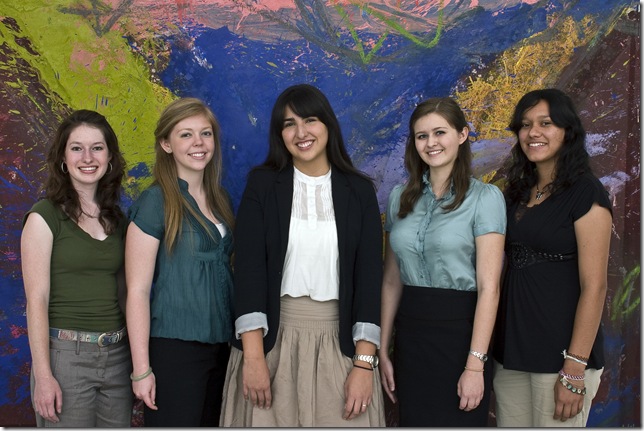 From left: Hanna Thaw, Kendall Clark, Carolina Chavez, Julia Harvey and Maria Olea. (Photo by Kelli Marin) 