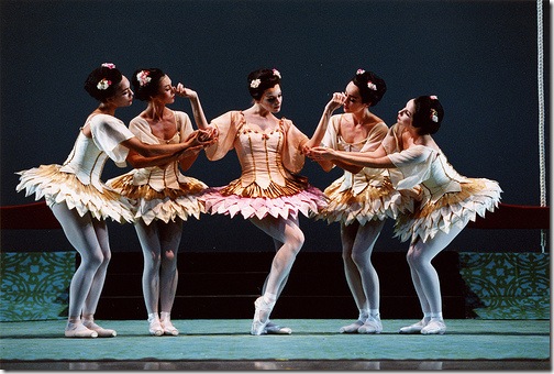 A scene from Miami City Ballet's staging of Bugaku.