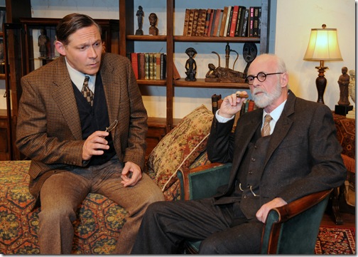 Chris Oden as C.S. Lewis and Dennis Creaghan as Sigmund Freud, in Freud’s Last Session at Palm Beach Dramaworks. (Photo by Alicia Donelan)