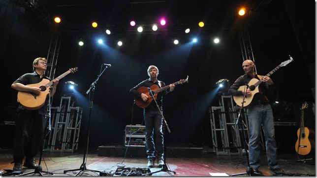 From left: Hideyo Moriya, Paul Richards and Bert Lams, the members of the California Guitar Trio.
