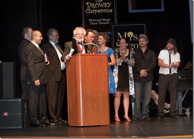 GableStage's Joe Adler and the cast of Blasted, winner of the Best Play award.