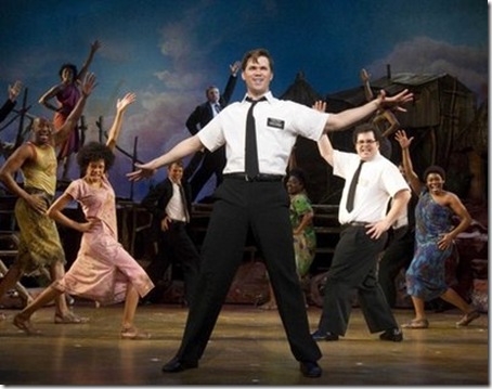Andrew Rannells and Josh Gad in The Book of Mormon.
