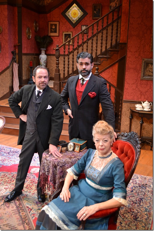 From left: Michael McKeever, Nicholas Richberg and Angie Radosh, in Stuff, at the Caldwell Theatre in Boca Raton.