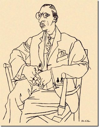 Igor Stravinsky, as seen by Pablo Picasso (1920).