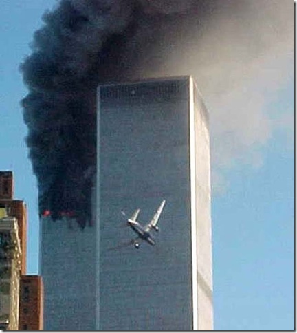 The second plane heads for the twin towers on Sept. 11, 2001.