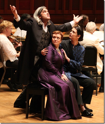 Wolf Matthias Friedrich, Dominique Labelle and Diana Moore, in Handel’s Orlando at Tanglewood (Photo by Hilary Scott).