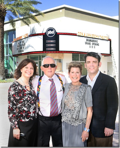 From left: Sue Ellen Beryl, Palm Beach Dramaworks’ managing director; Don Brown and Ann Brown, donors of the theater renovation project; and Bill Hayes, artistic director of Palm Beach Dramaworks. (Photo by Tim Stepien)