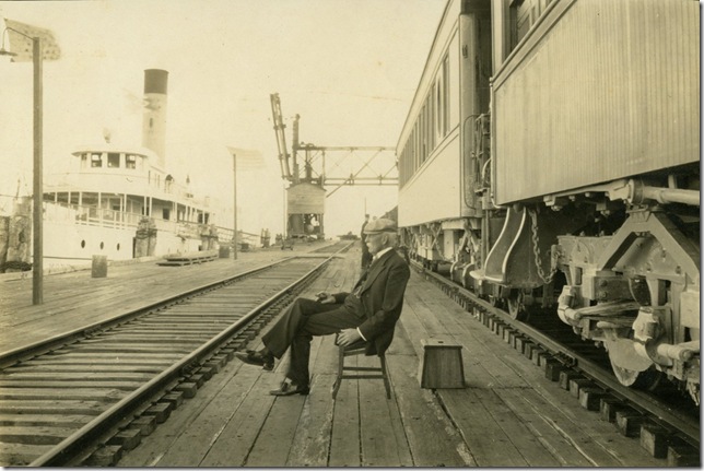 Henry Morrison Flagler at the January 1908 opening of his railroad’s arrival in Knight’s Key. (Copyright Henry Morrison Flagler Archives)