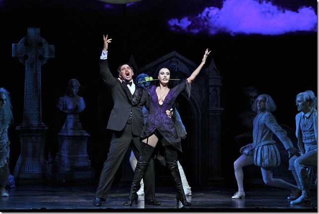 Douglas Sills and Sara Gettelfinger in The Addams Family. (Photo by Jeremy Daniel)