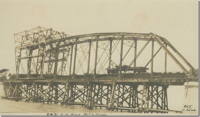 Construction of the Bahia Honda Bridge, circa 1911. At left is a traveler, a wooden gantry. (Copyright Henry Morrison Flagler Museum Archives)