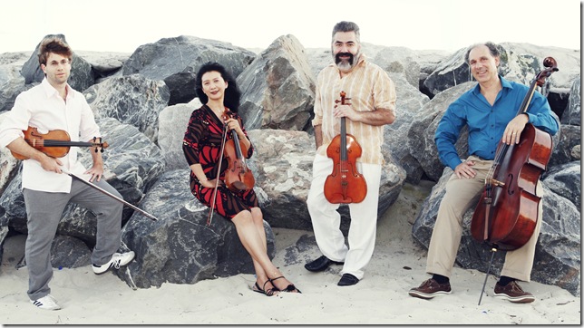 The Delray String Quartet: Tomas Cotik, Mei Mei Luo, Richard Fleischman and Claudio Jaffe. (Photo by So-Min Kang)