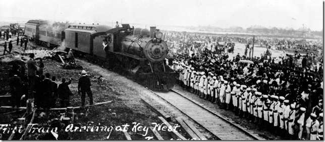 The Florida East Coast Railway train known as “Mr. Flagler’s Special” chugs into Key West on Jan. 22, 1912. (Copyright Henry Morrison Flagler Museum Archives)