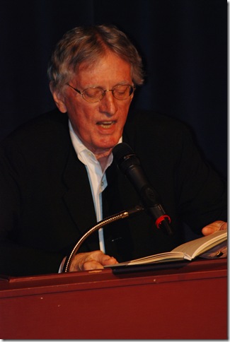 Poet Charles Wright reads during the Palm Beach Poetry Festival. (Photo courtesy Blaise Allen)