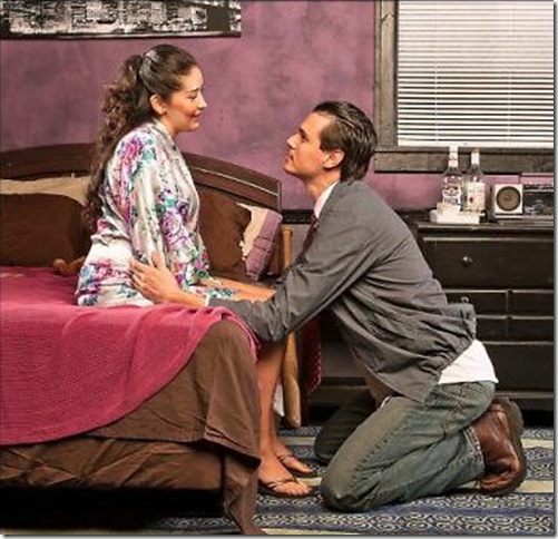 Gladys Ramirez and Arturo Fernandez in The Motherf**ker With the Hat, at GableStage. (Photo by George Schiavone)