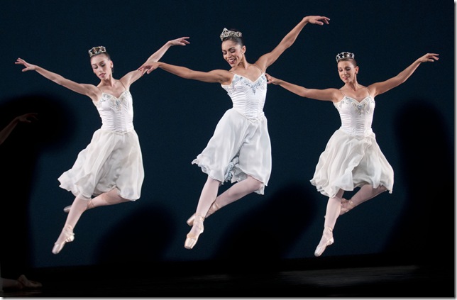 Zoe Zien, Jeanette Delgado and Ashley Knox in Ballet Imperial. (Photo by Mitchell Zachs)