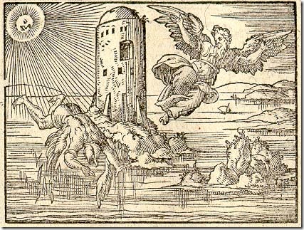 Dedalus watches Icarus fall, from Ovid’s Metamorphoses.