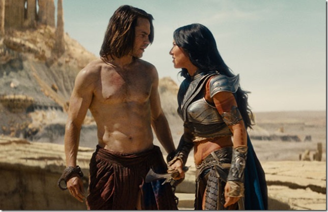 Taylor Kitsch and Lynn Collins in John Carter.