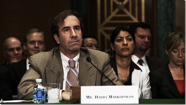 Harry Markopolos testifies, in a scene from Chasing Madoff (2010).