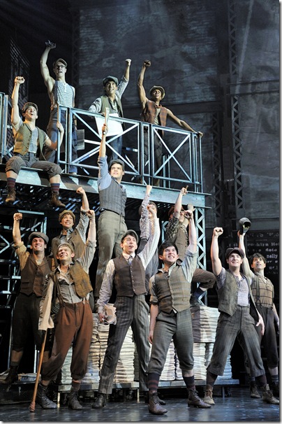 Jeremy Jordan and the cast of Newsies. (Photo by Deen van Meer)