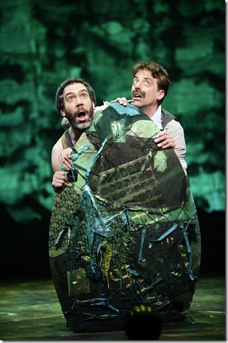 Kevin Del Aguila as Smee and Christian Borle as Black Stache in Peter and the Starcatcher.