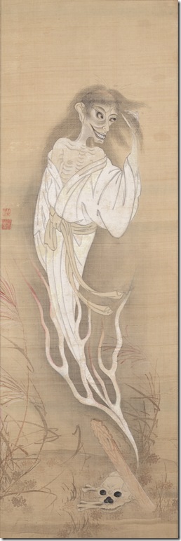 Ghost (ca. 1900), by Suzuki Kason, one of a pair of hanging scrolls.