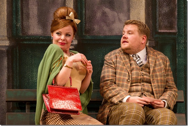 Suzie Toase and James Corden in One Man, Two Guvnors. (Photo by Joan Marcus)