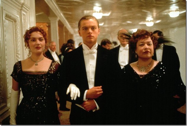 Kate Winslet, Leonardo DiCaprio and Kathy Bates in Titanic.