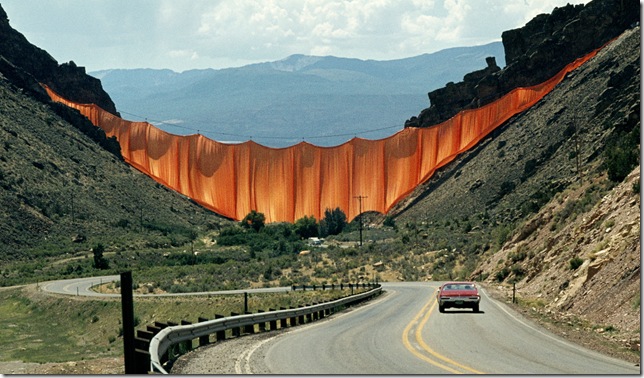 Valley Curtain, Rifle, Colorado (1972), by Christo and Jeanne Claude. (Photo by Wolfgang Volz)
