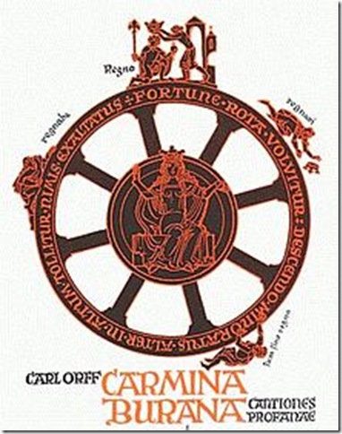 The cover of the score for Carl Orff's Carmina Burana.