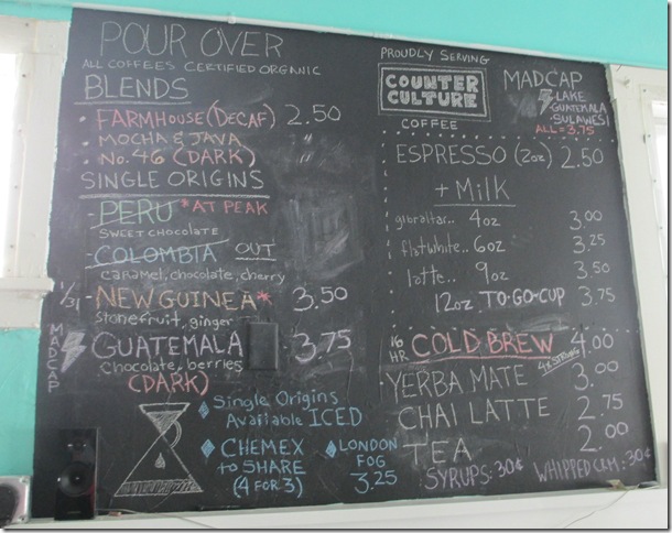 The blackboard lists the day’s specials. (Photo by Gretel Sarmiento)