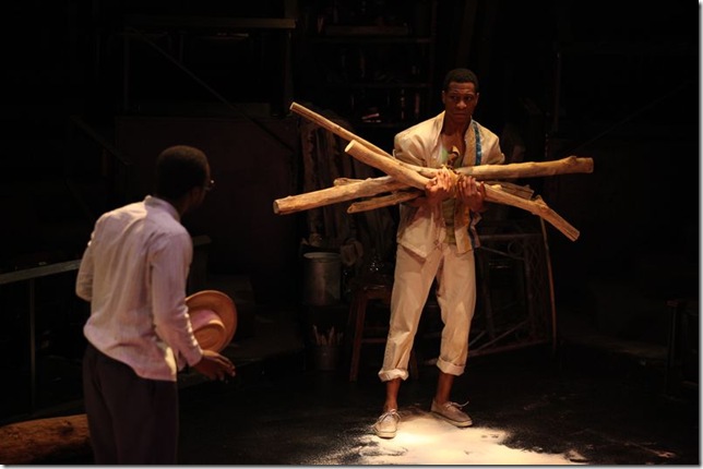 Andy Lucien and Jonathan Majors in Cry Old Kingdom. (Photo by Alan Simons)